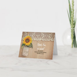Cartão De Agradecimento Obrigado rústico do casamento do laço do frasco de