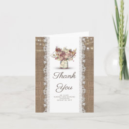 Cartão De Agradecimento Obrigado rústico floral do casamento de
