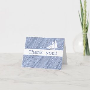 Cartão De Agradecimento Obrigado - Schooner on Quirky Blue Waves