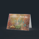 Cartão De Agradecimento Obrigado Shalom Menorah Hebraico<br><div class="desc">Mostre sua gratidão com uma bela menorah judaica e as cartas hebraicas para Shalom,  Paz,  e um galho verde de oliveiras.</div>