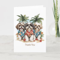 Obrigado Shih Tzu Dogs Vestindo camisas havaianas