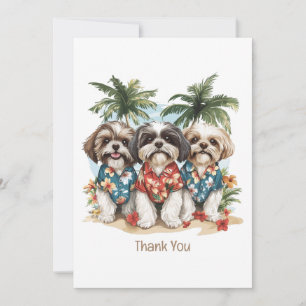 Cartão De Agradecimento Obrigado Shih Tzu Dogs Vestindo camisas havaianas