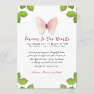 Cartão De Agradecimento Obrigado Simpatia Borboleta Memorial