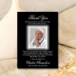 Cartão De Agradecimento Obrigado Simpatia Funeral Black White  FOTO