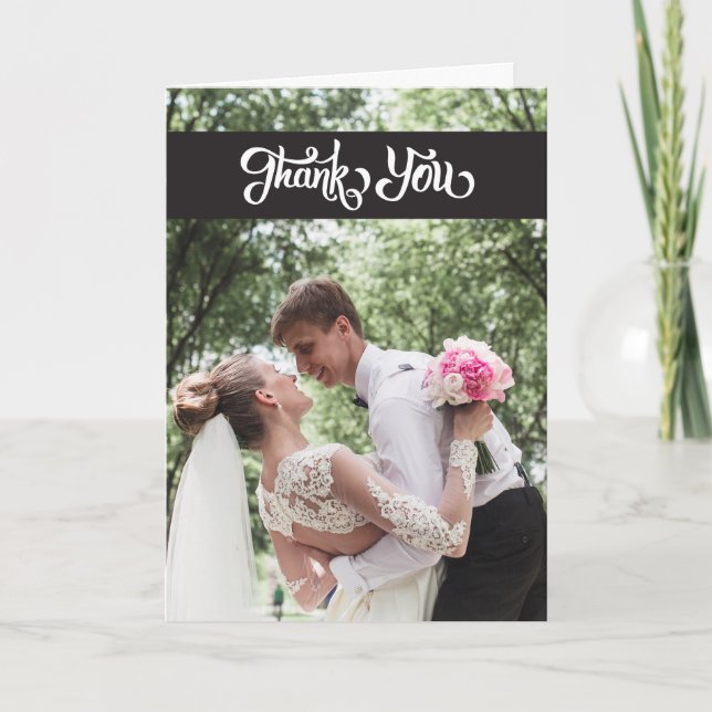 Cartão De Agradecimento Obrigado simples do casamento do roteiro você (Frente)