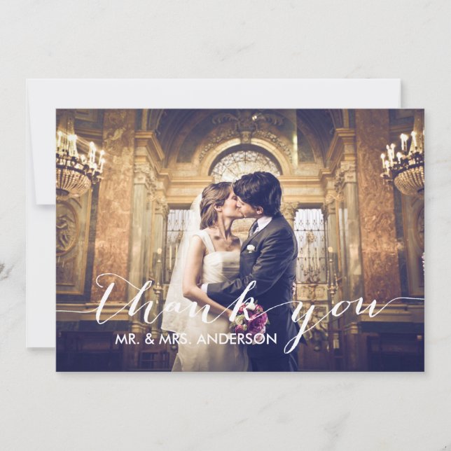 Cartão De Agradecimento Obrigado simples do casamento você (Frente)