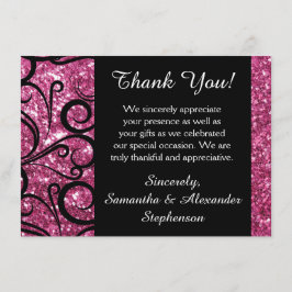 Cartão De Agradecimento Obrigado Sparkly cor-de-rosa do redemoinho você