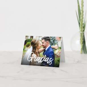 Cartão De Agradecimento Obrigado Stylish Script Casamento Foto de Agradeci