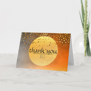 Cartão De Agradecimento Obrigado Sunset Moon Confetti Glitti