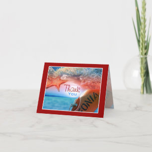 Cartão De Agradecimento "Obrigado" tema de praia cruzeiro tropical
