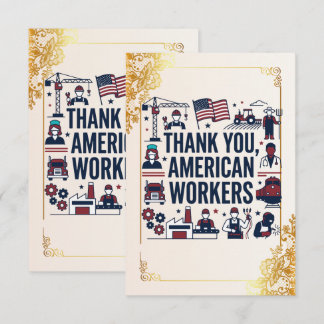 Cartão De Agradecimento Obrigado Trabalhadores Americanos Dia do Trabalho