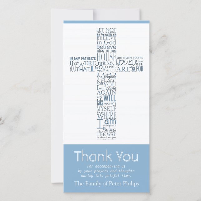 Cartão De Agradecimento Obrigado transversal cristão da simpatia do 14:02 (Frente)