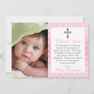 Cartão De Agradecimento Obrigado transversal do baptismo da foto dos anéi