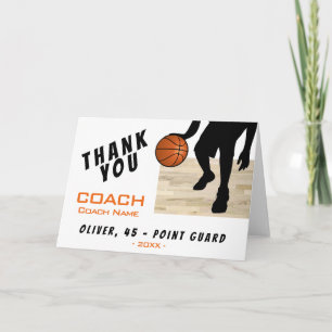 Cartão De Agradecimento Obrigado Treinador Carta Silhueta Jogador Basquete