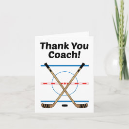 Cartão De Agradecimento Obrigado Treinador de Hockey Sticks no Center Ice