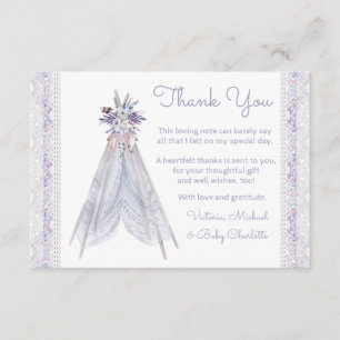 Cartão De Agradecimento Obrigado tribal do chá de fraldas do Teepee de