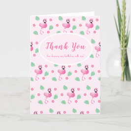 Cartão De Agradecimento Obrigado Tropical Flamingo Flowers Pink Padrão