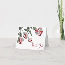 Cartão De Agradecimento Obrigado! | Tulipas vermelhas e brancas