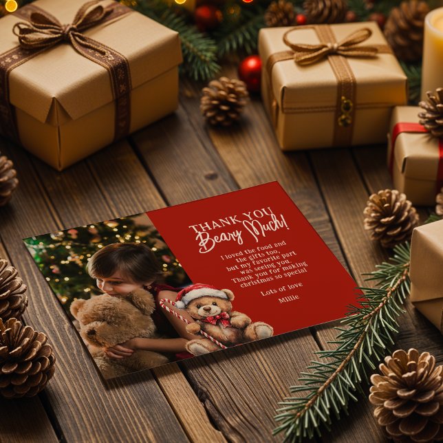 Cartão De Agradecimento Obrigado Urso de Natal Beary (Criador carregado)