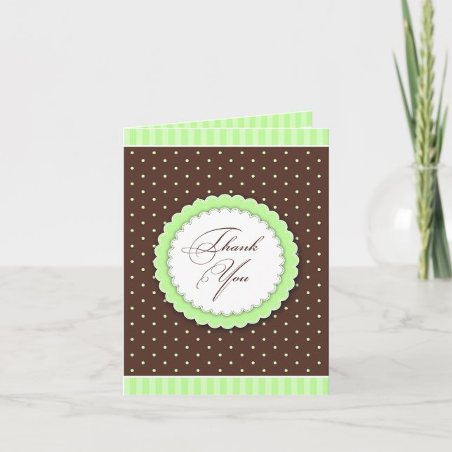 Cartão De Agradecimento Obrigado verde/cartão de Brown (Frente)