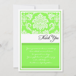 Cartão De Agradecimento Obrigado verde do casamento tema damasco você