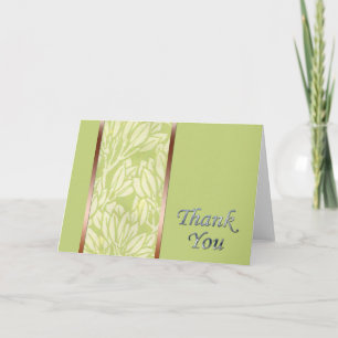 Cartão De Agradecimento Obrigado-Verde e Obrigado de padrão floral Silver 