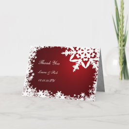 Cartão De Agradecimento obrigado vermelho do casamento no inverno você