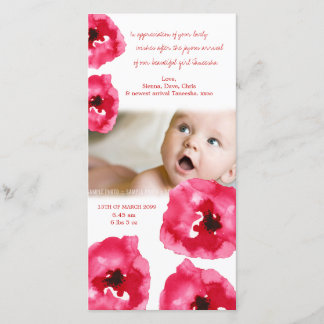 Cartão De Agradecimento Obrigado vermelho do nascimento do bebê das