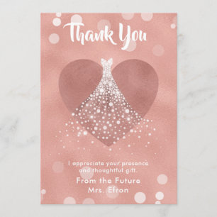 Cartão De Agradecimento Obrigado vestido de casamento do coração do chá de