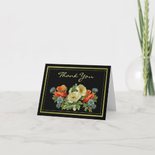 Cartão De Agradecimento Obrigado Vintage Poppy e Cornflower personalizados