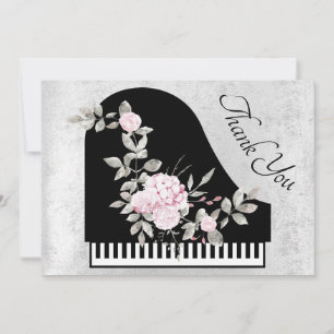 Cartão De Agradecimento obrigado você decor floral de piano