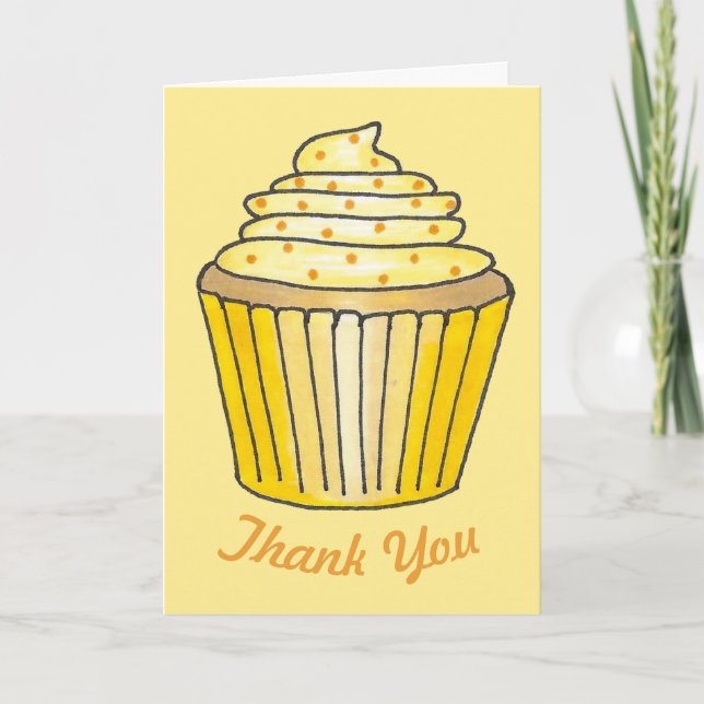 Cartão De Agradecimento Obrigado Você é doce Limão Cupcake amarelo (Frente)