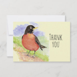 Cartão De Agradecimento Obrigado Watercolor American Robin Bird Nature