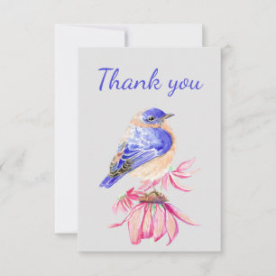 Cartão De Agradecimento Obrigado Watercolor Bluebird Garden Bird Nature