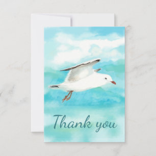 Cartão De Agradecimento Obrigado Watercolor Seagull Gulls Bird Animal