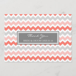 Cartão De Agradecimento Obrigado Wedding você carda Chevron cinzento cora