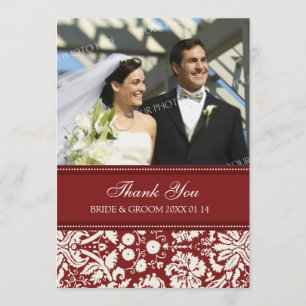 Cartão De Agradecimento Obrigado Wedding você damasco do vermelho dos