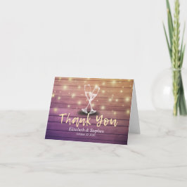 Cartão De Agradecimento Obrigado Wedding você luzes da madeira dos vidros