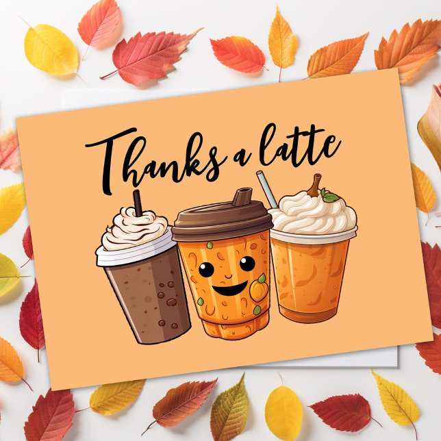 Cartão De Agradecimento Obrigados A Café Latino (Thanks a latte fall pumpkin latte client appreciation cards)