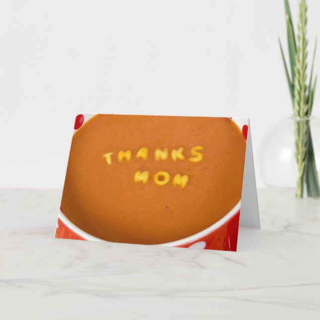 Cartão De Agradecimento obrigados à mamã na sopa do tomate (Frente)