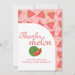 Cartão De Agradecimento Obrigados a Melancia primeiro aniversario Melão