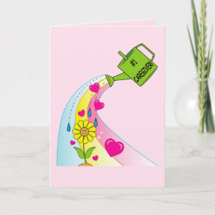 Cartão De Agradecimento Obrigados a um cuidador do Arco-Íris e Corações