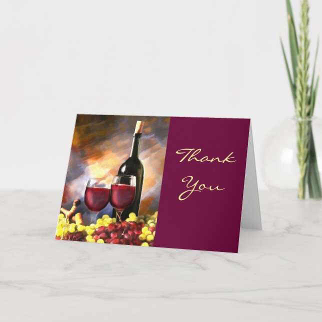 Cartão De Agradecimento Obrigados Antes e Depois do Vinho (Frente)
