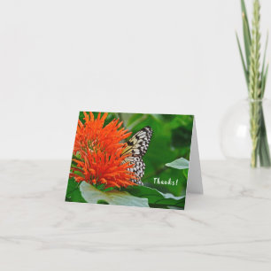 Cartão De Agradecimento Obrigados com borboleta em Honeysuckle mexicana