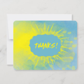 Cartão De Agradecimento OBRIGADOS! Cor d'água desenhada Manuscrito Sol Rai