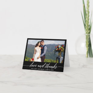 Cartão De Agradecimento Obrigados de Amor com Caligrafia Moderna Casamento