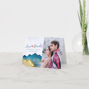 Cartão De Agradecimento Obrigados de Amor com Casamento de Foto em Montanh