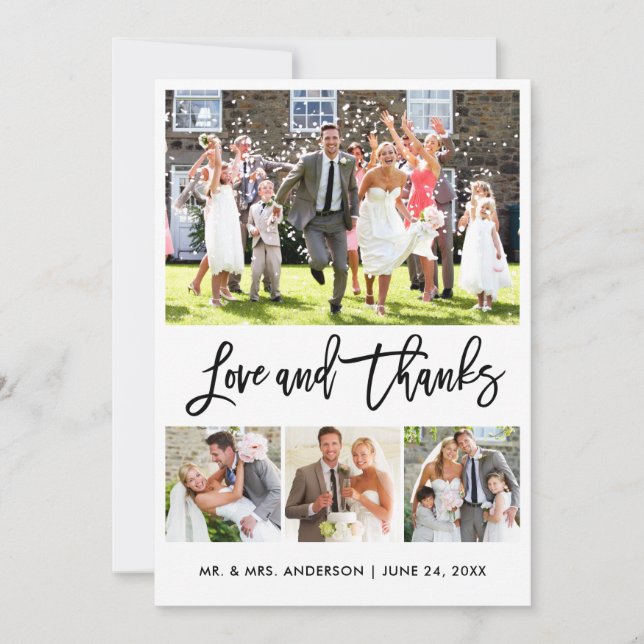 Cartão De Agradecimento Obrigados de Amor com Script de Pincel Moderno de  (Frente)