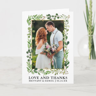 Cartão De Agradecimento Obrigados De Amor Dourado Com Aquarela Eucalyptus