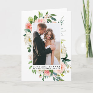 Cartão De Agradecimento Obrigados De Amor Elegante Dobra Floral Cor De Águ